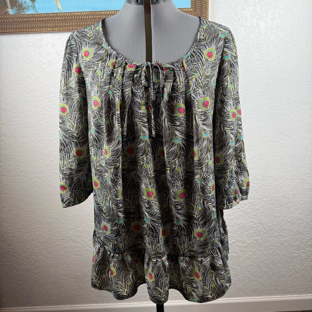 Liberty of London X‎ Target Peacock Feather Blouse Women’s Size Large Resortwear